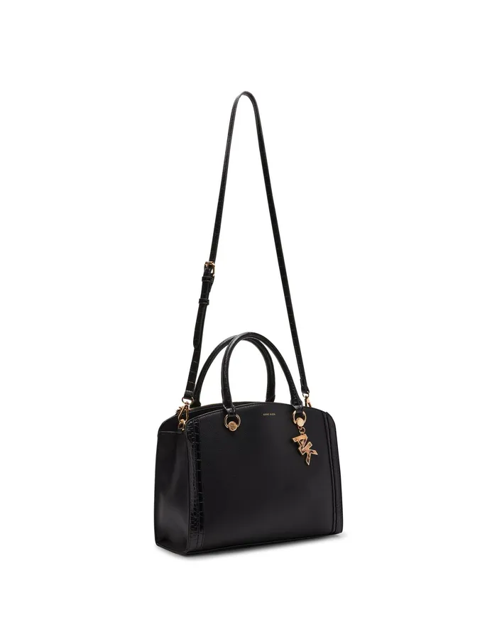 Anne Klein Croco Trimmed Satchel Black Women Handbags