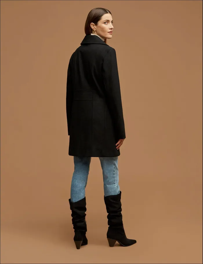 Anne Klein Double Breasted Wool Coat Black Women Clothing