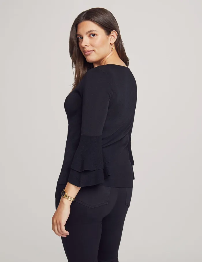 Anne Klein Double Flare Sleeve Sweater Anne Black Women Clothing