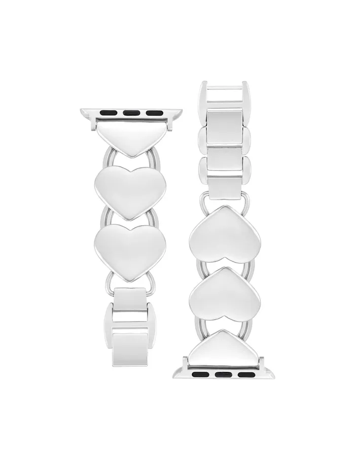 Anne Klein HeartShaped Link Bracelet For Apple Watch Silvertone Women Watches 038 Jewelry