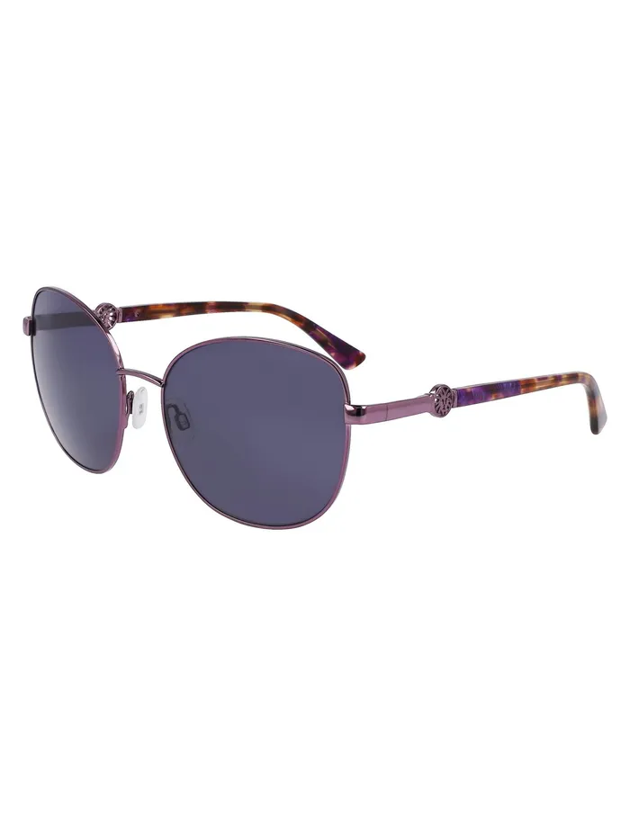 Anne Klein Metal Round Leo Sunglasses Plum Women Accessories