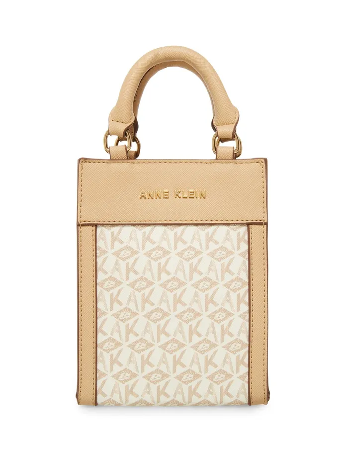 Anne Klein Mini NS AK Cube Logo Crossbody Oatmilkwhite Women Handbags