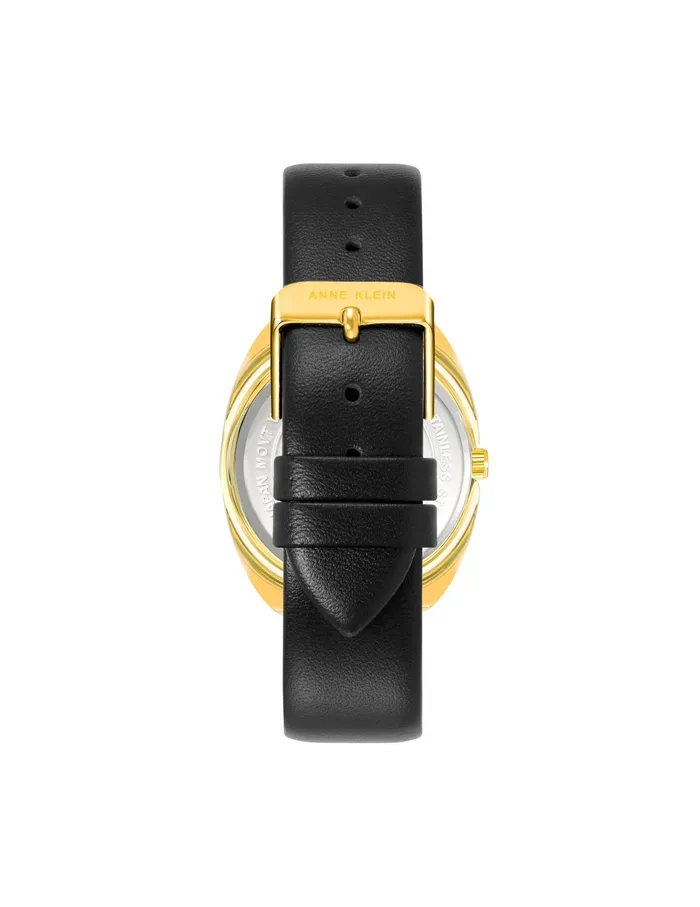 Anne Klein Modern Leather Strap Watch Goldtone Women Watches 038 Jewelry