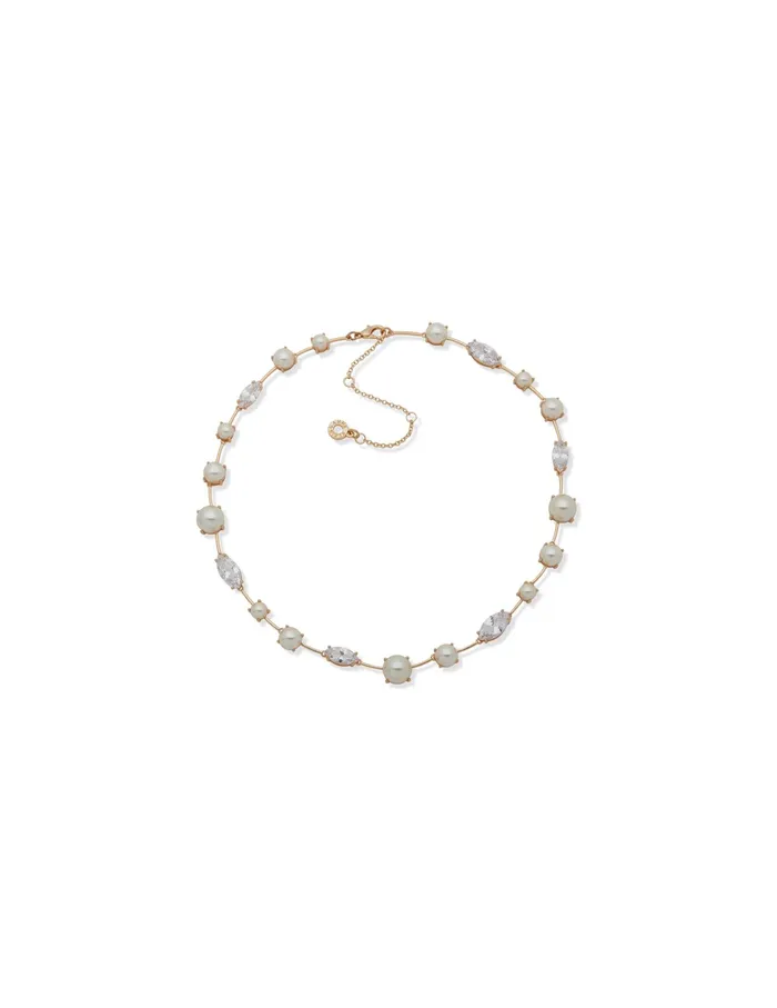 Anne Klein Pearl Collar Necklace With Crystals Gold Tone Women Watches 038 Jewelry Anne Klein Pearl Collar Necklace With Crystals Gold Tone Women Watches 038 Jewelry
