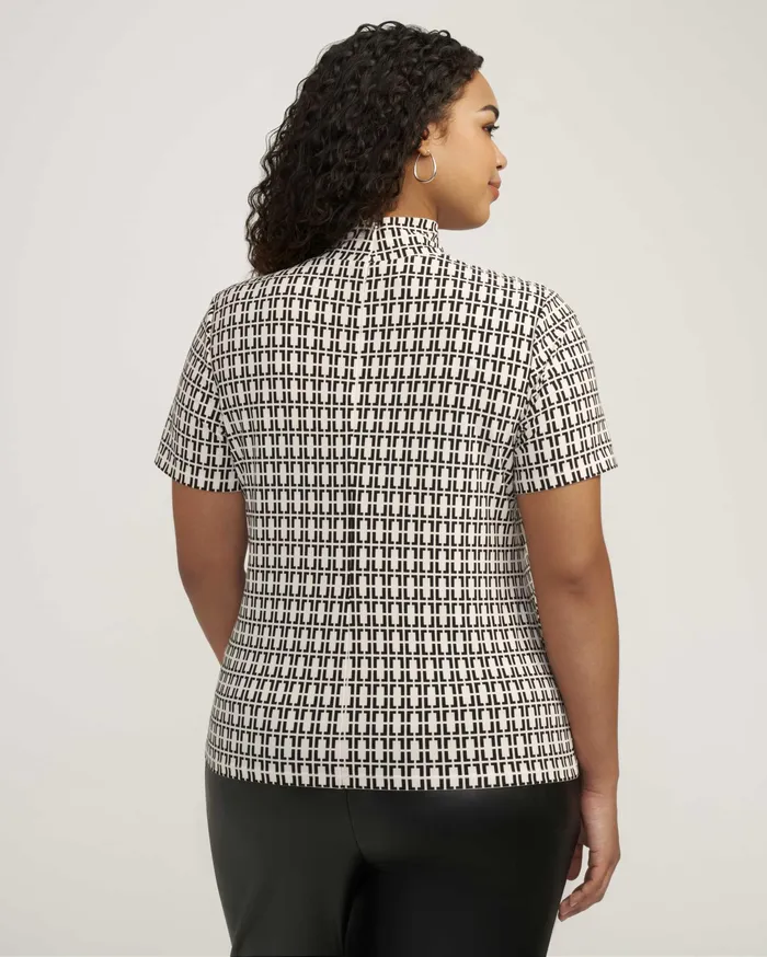 Anne Klein Plus Size Chainlink Mock Neck Top Anne White Women Clothing