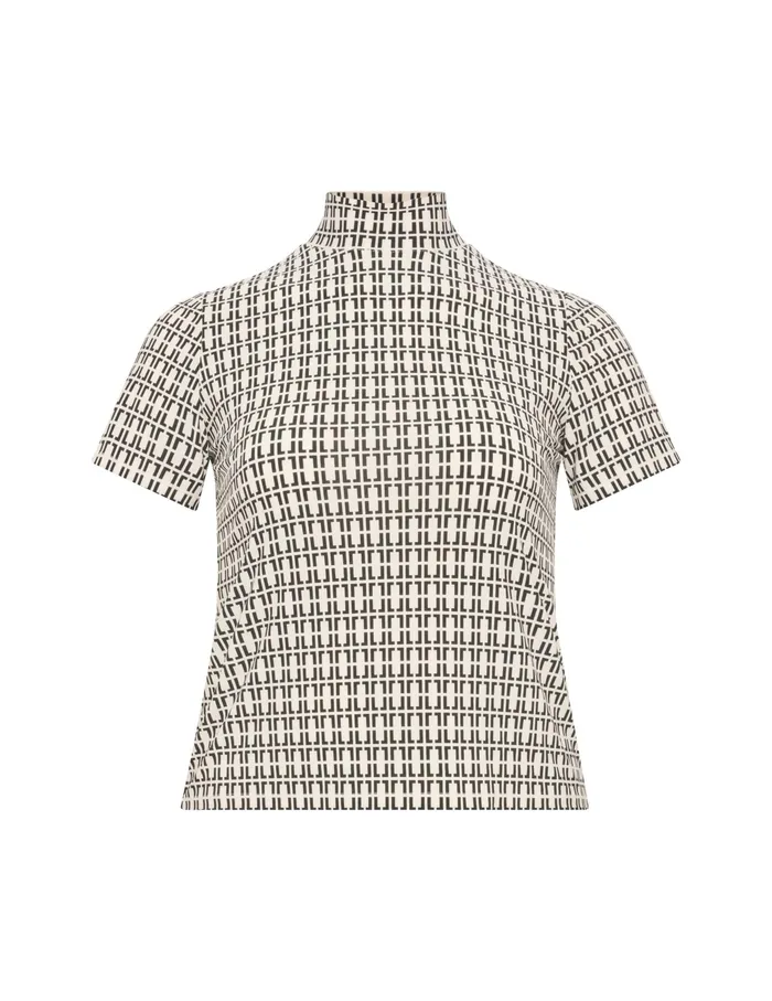 Anne Klein Plus Size Chainlink Mock Neck Top Anne White Women Clothing