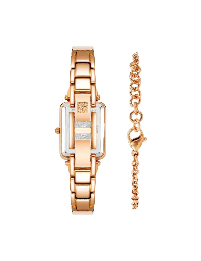 Anne Klein Rectangular Case Watch And Bracelet Set Blush Women Watches 038 Jewelry