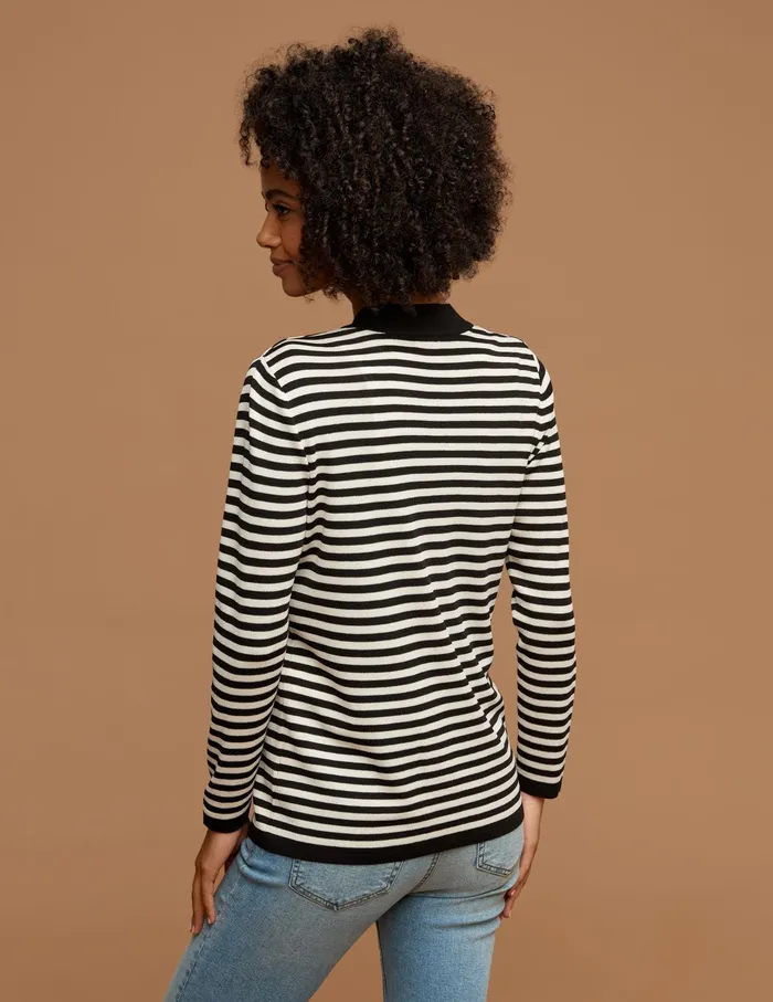 Anne Klein Stripe Malibu Cardigan Anne Black Women Clothing
