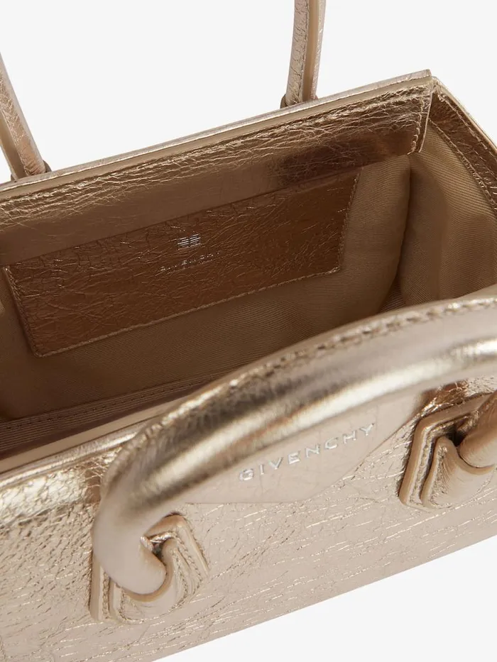 Antigona Toy Bag In Laminated Leather Dusty Goldennatural Beige Women Givenchy Micro Bags