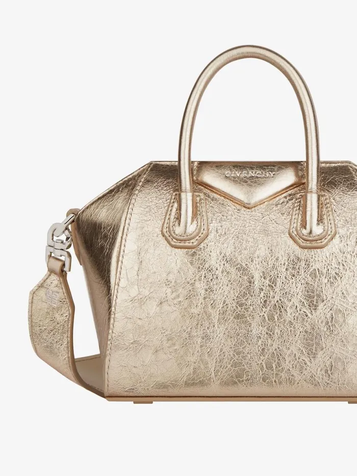 Antigona Toy Bag In Laminated Leather Dusty Goldennatural Beige Women Givenchy Micro Bags