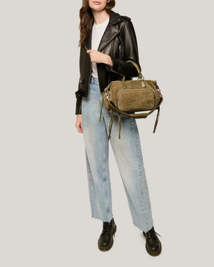 Away We Go Satchel Kelp Suede Women Aimee Kestenberg Satchels