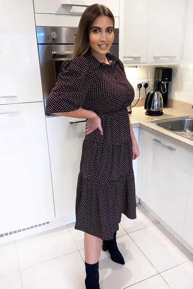 AX Paris Black Square Printed Button Up Swing Dress Midi Dresses