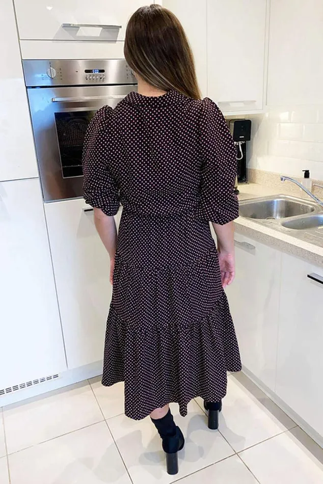 AX Paris Black Square Printed Button Up Swing Dress Midi Dresses