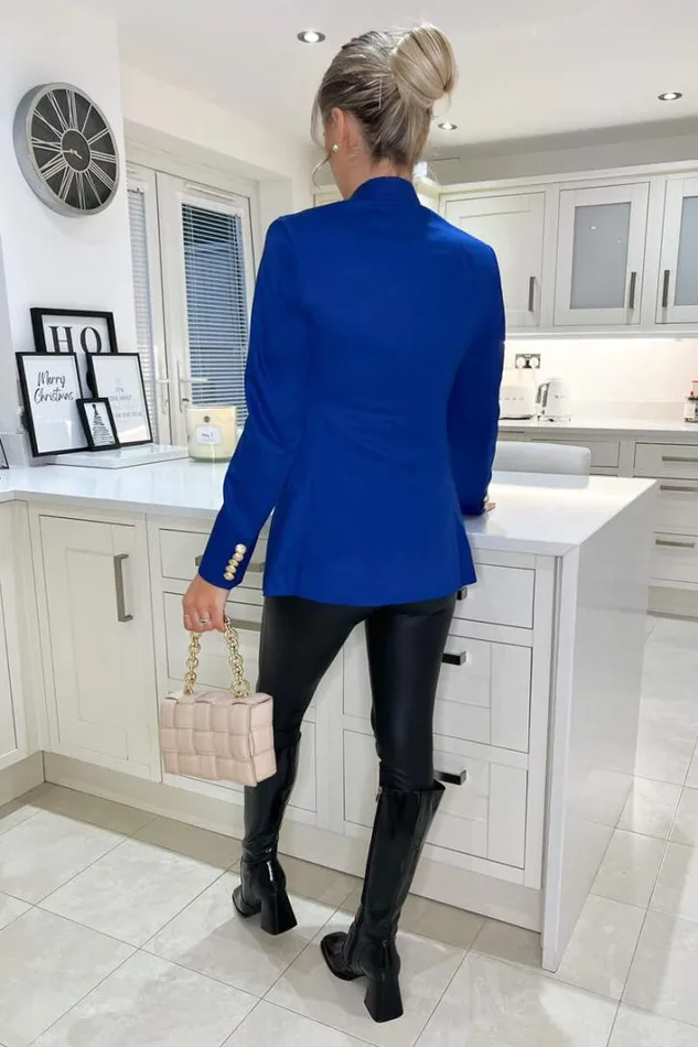 AX Paris Cobalt Blue Military Style Blazer Coats and Jackets
