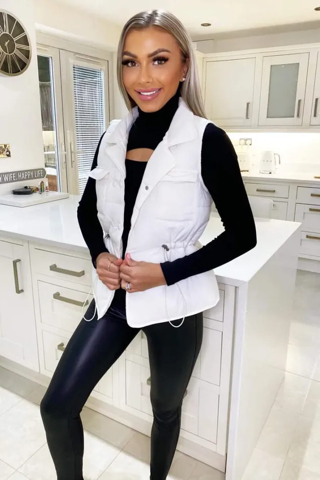 AX Paris Cream Puffer Gilet Coats and Jackets