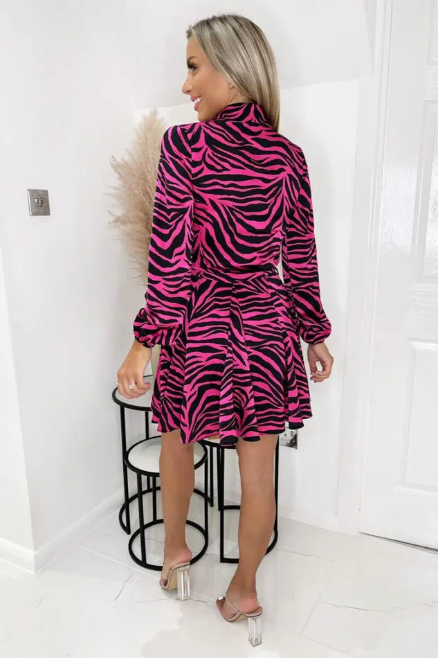 AX Paris Pink Zebra Print Shirt Dress Dresses