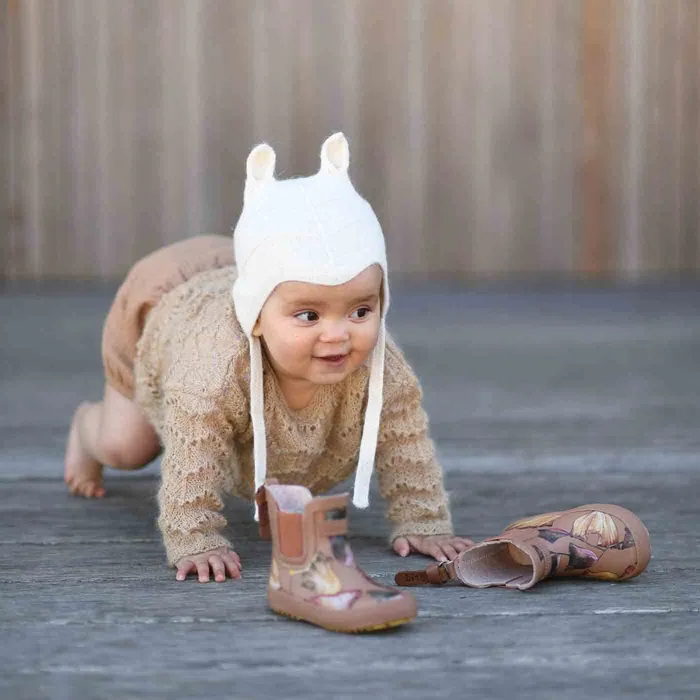 BABY baby rubber camel flowers Brown Rubber boots bisgaardshoes