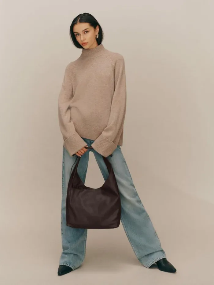 Bags The Reformation Medium Vittoria Tote Bag Tobacco Leather