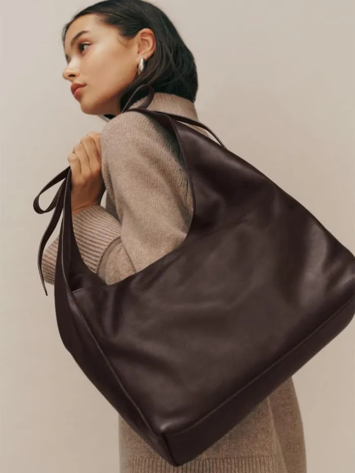 Bags The Reformation Medium Vittoria Tote Bag Tobacco Leather