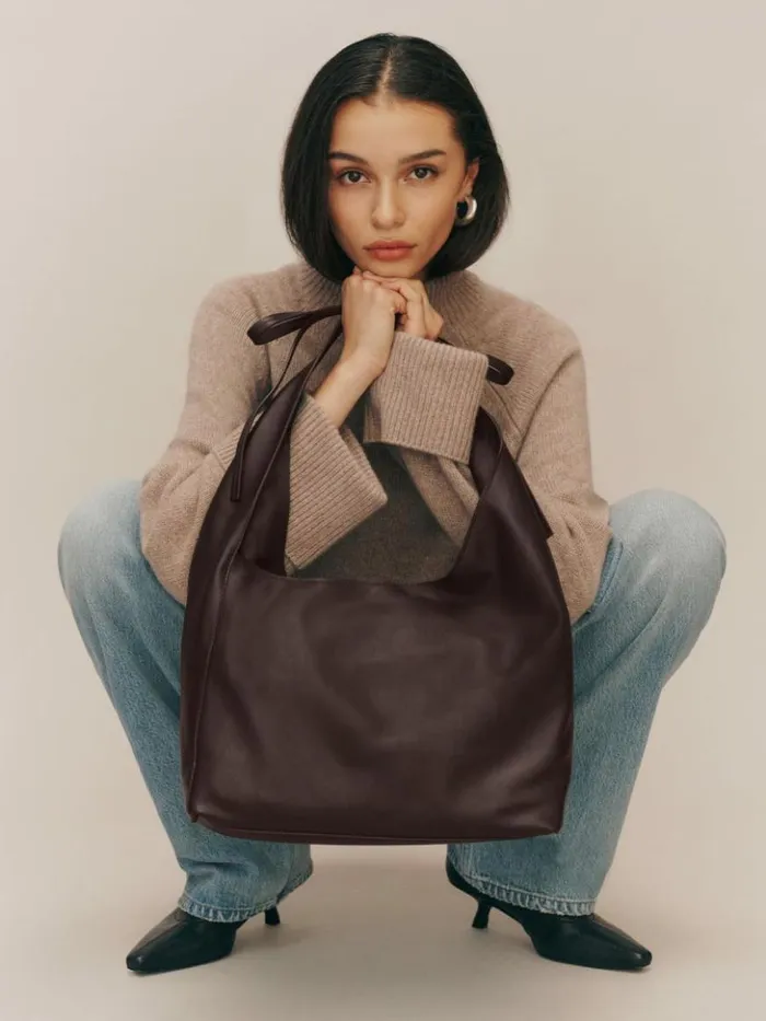 Bags The Reformation Medium Vittoria Tote Bag Tobacco Leather