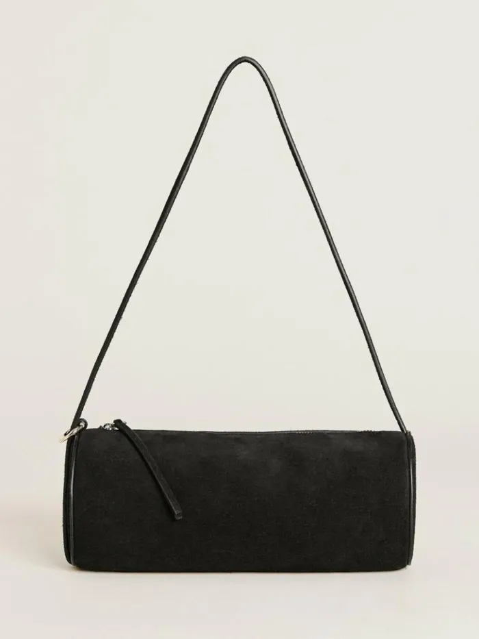 Bags The Reformation Simona Cylinder Bag Black Suede