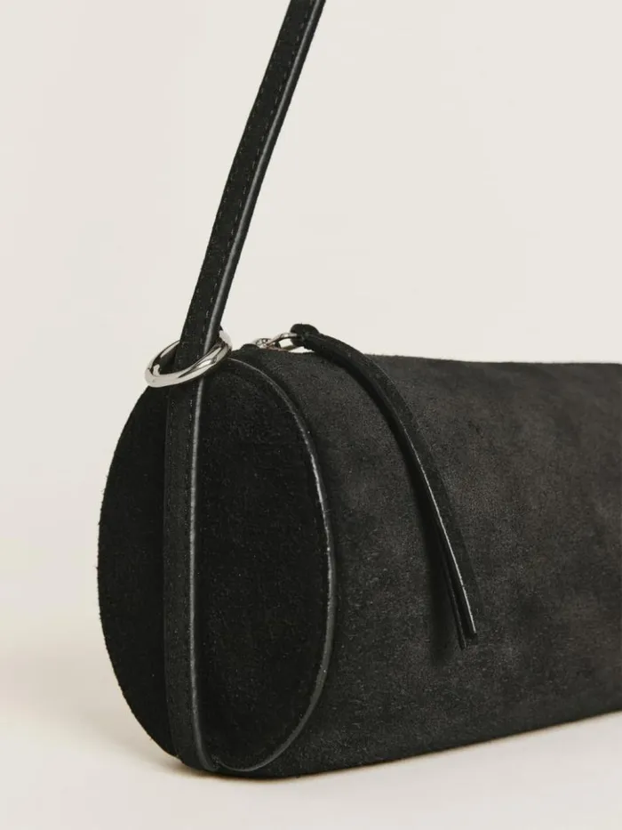 Bags The Reformation Simona Cylinder Bag Black Suede