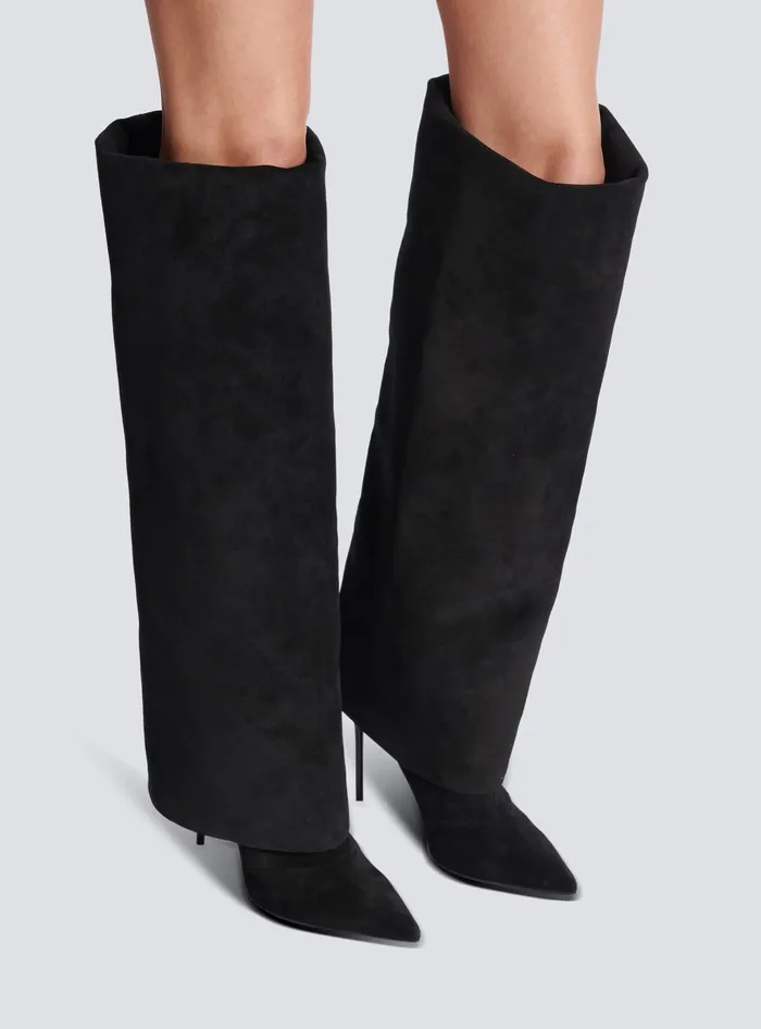 Balmain Boots Women Ariel Suede Boots Black