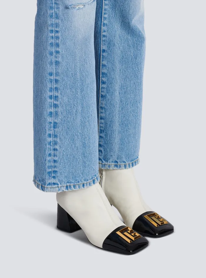 Balmain Boots Women Edna Ankle Boots In Twotone Leather White