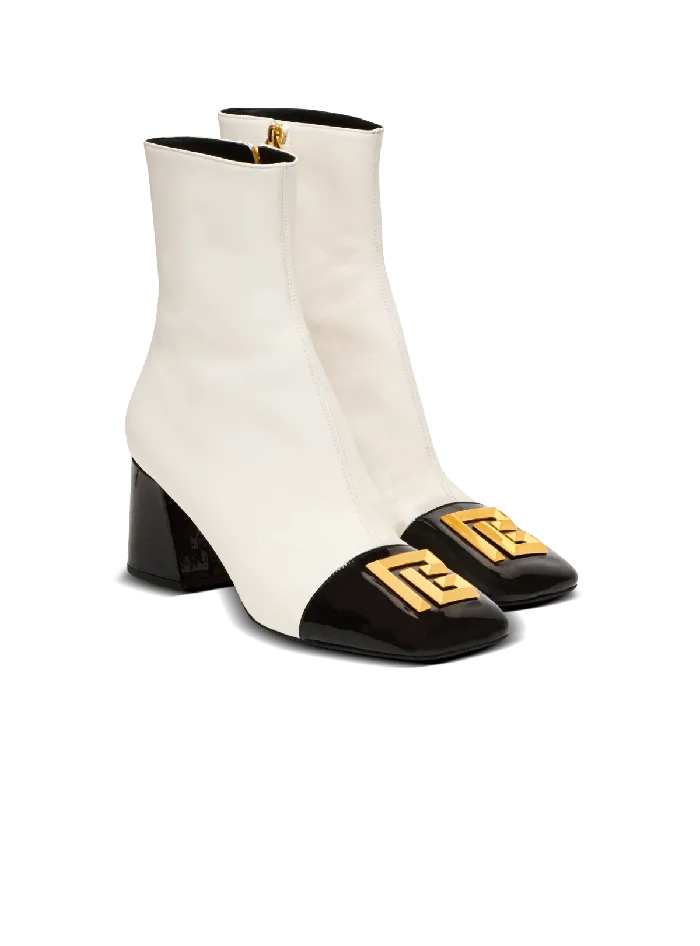 Balmain Boots Women Edna Ankle Boots In Twotone Leather White