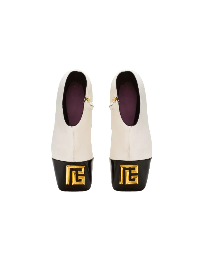 Balmain Boots Women Edna Ankle Boots In Twotone Leather White