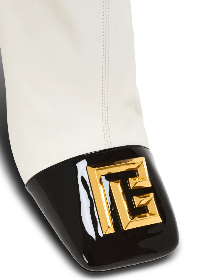 Balmain Boots Women Edna Ankle Boots In Twotone Leather White