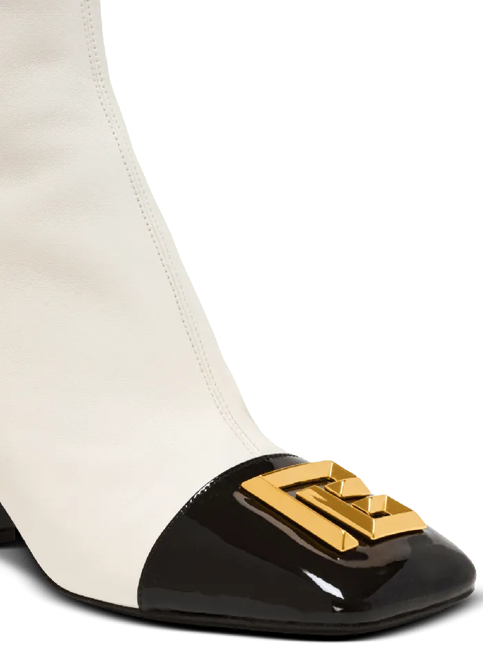 Balmain Boots Women Edna Ankle Boots In Twotone Leather White