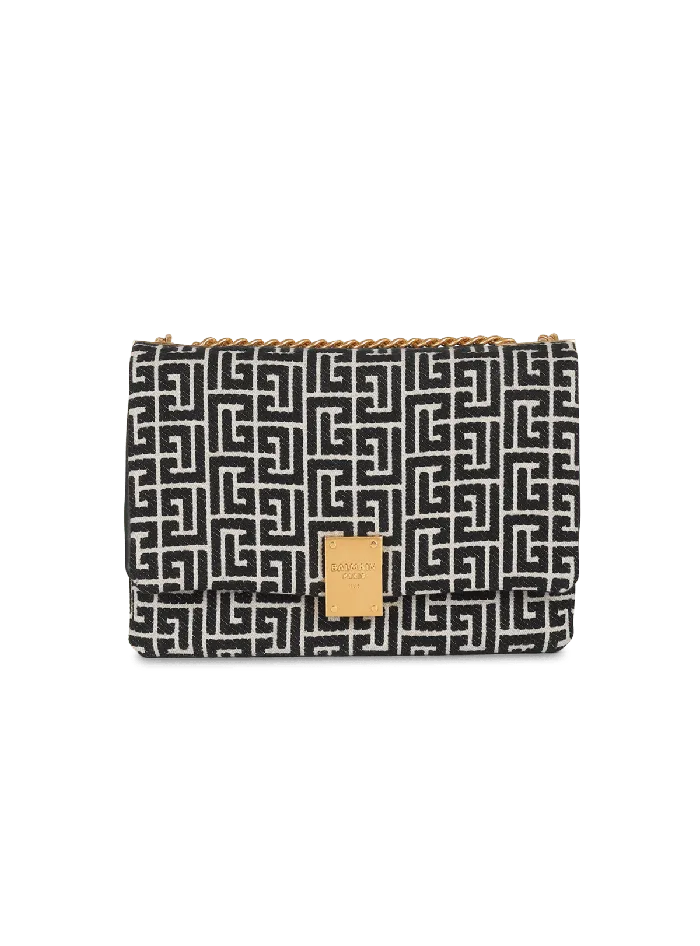 Balmain Crossbody Bags Women 1945 Soft Bag With Jacquard Monogram Black