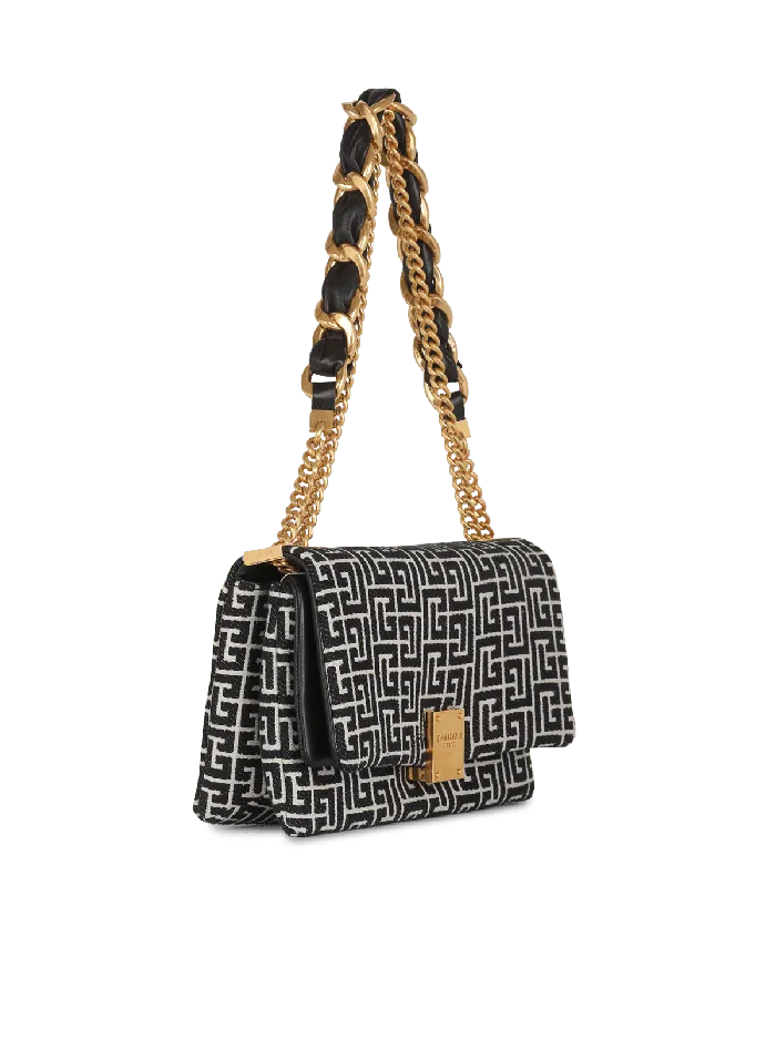 Balmain Crossbody Bags Women 1945 Soft Bag With Jacquard Monogram Black
