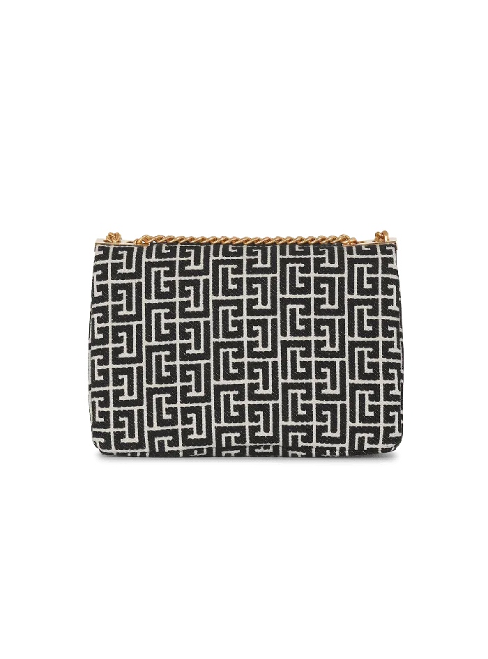 Balmain Crossbody Bags Women 1945 Soft Bag With Jacquard Monogram Black