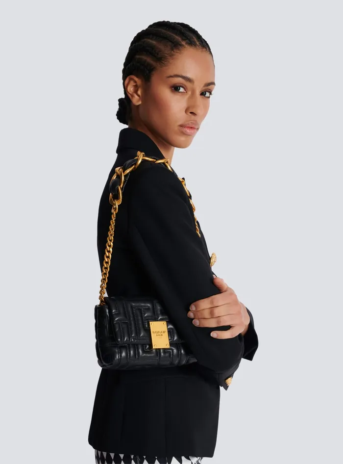 Balmain Crossbody Bags Women 1945 Soft Quilted Leather Mini Bag Black