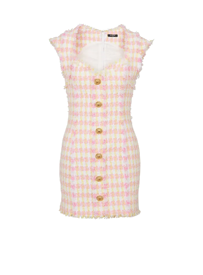 Balmain Dresses Women Miami Tweed Dress With Buttons Multicolor