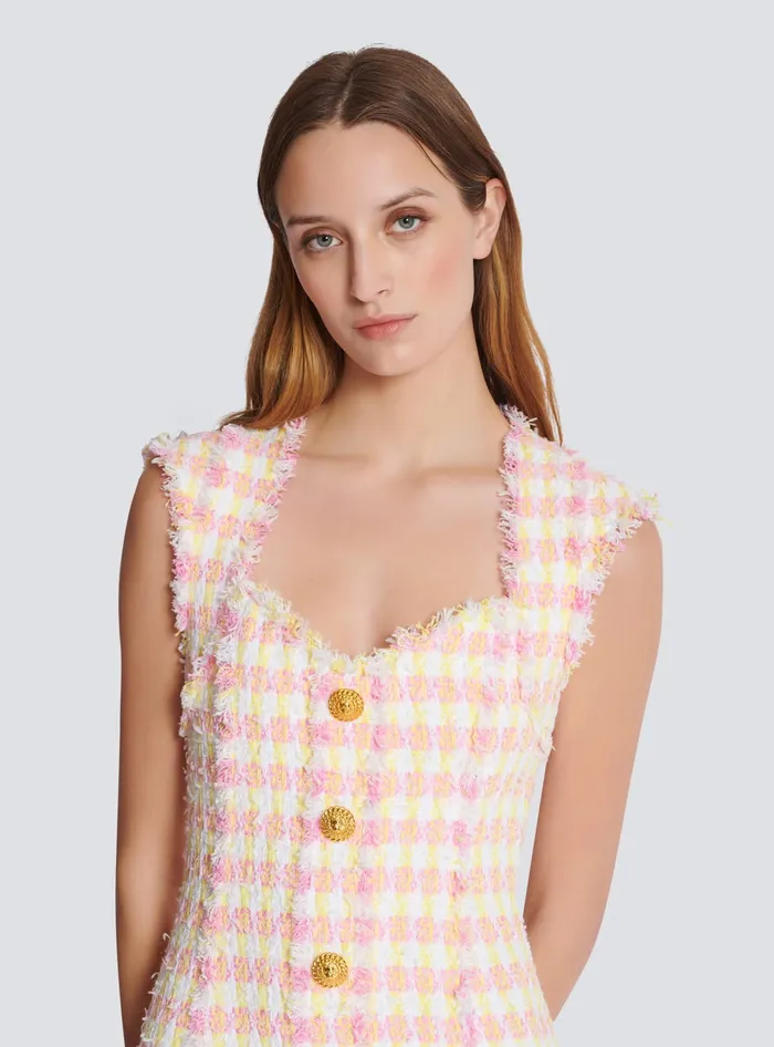 Balmain Dresses Women Miami Tweed Dress With Buttons Multicolor
