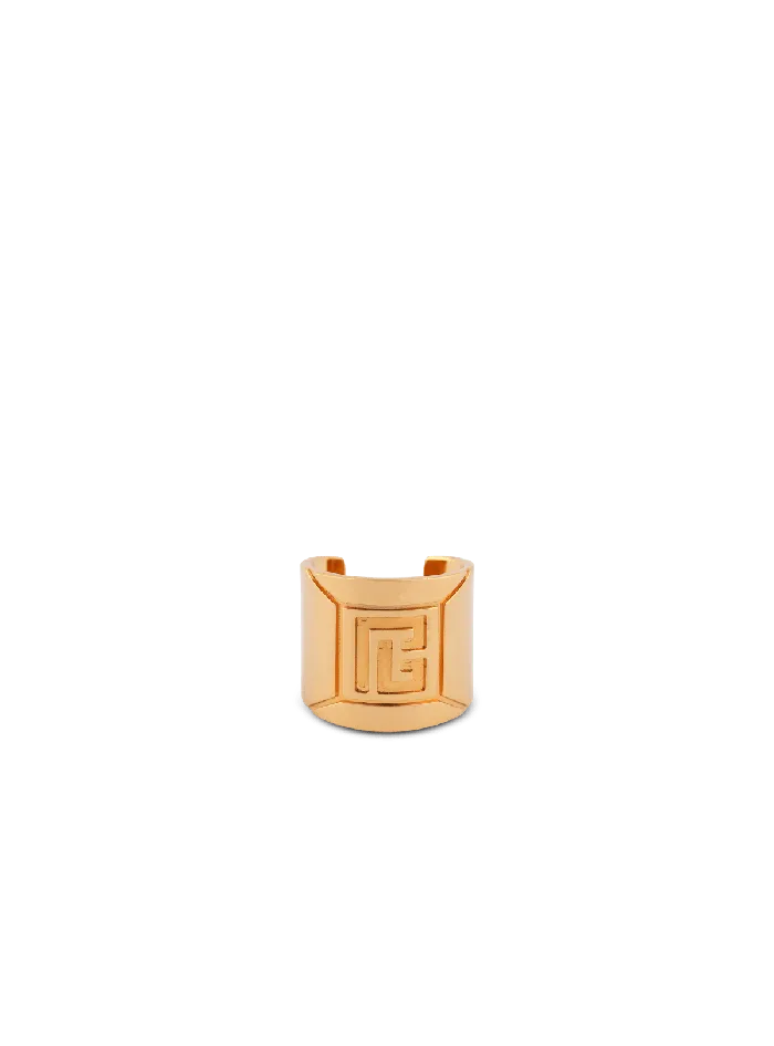 Balmain Fashion Jewelry Men Tubular PB Ring Gold
