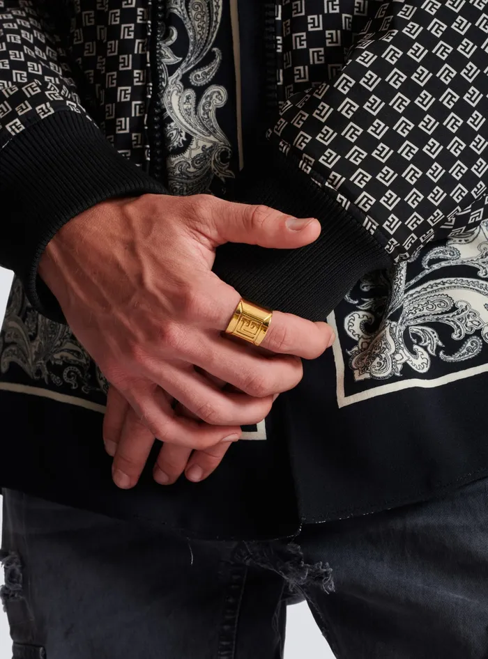 Balmain Fashion Jewelry Men Tubular PB Ring Gold