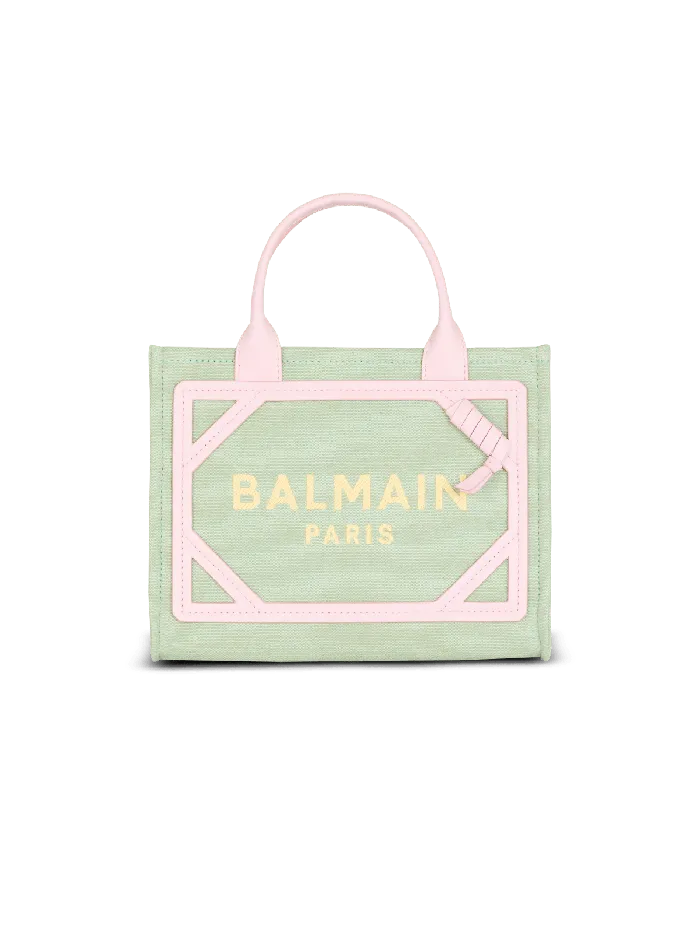 Balmain Handbags Women BArmy Small Canvas And Leather Tote Bag Green