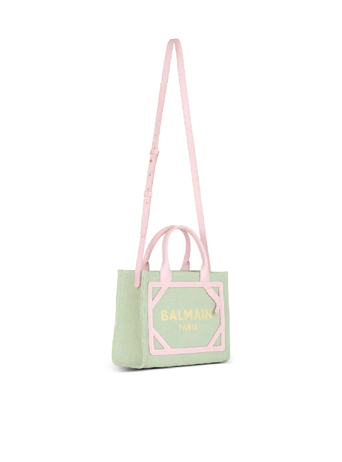 Balmain Handbags Women BArmy Small Canvas And Leather Tote Bag Green