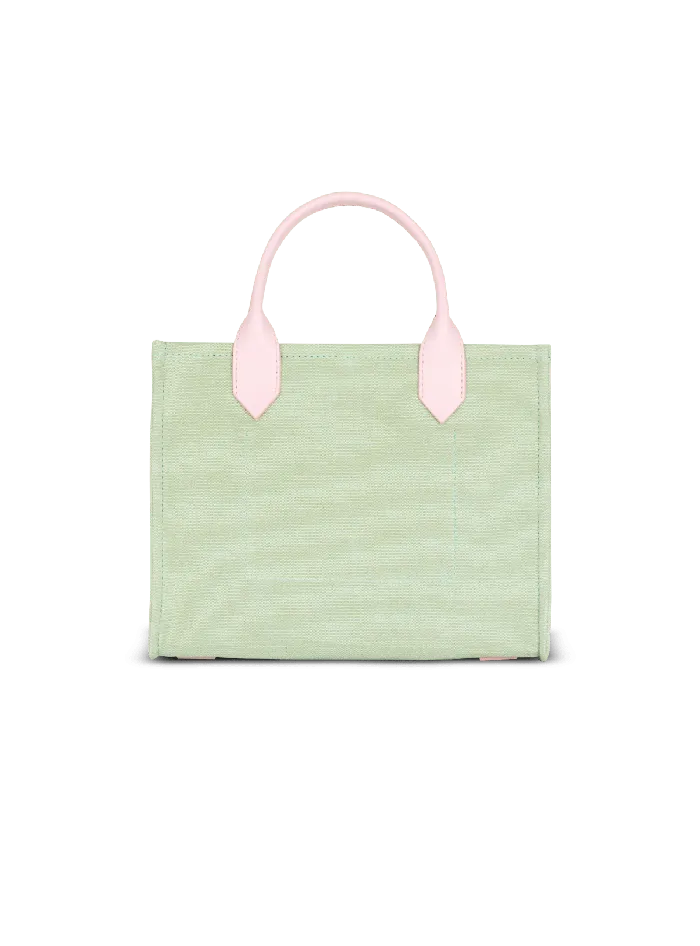 Balmain Handbags Women BArmy Small Canvas And Leather Tote Bag Green