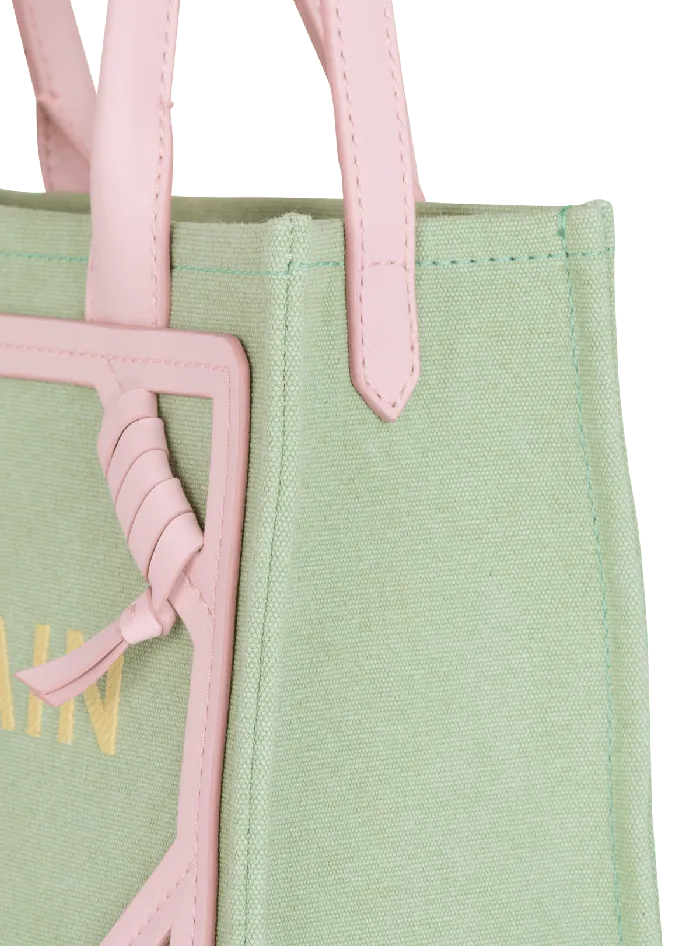 Balmain Handbags Women BArmy Small Canvas And Leather Tote Bag Green