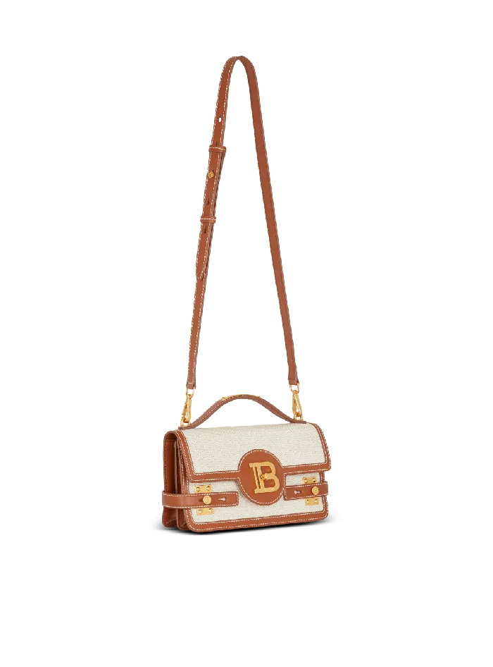 Balmain Handbags Women BBuzz 24 Canvas And Leather Bag Beige
