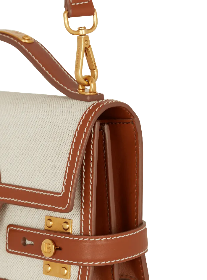 Balmain Handbags Women BBuzz 24 Canvas And Leather Bag Beige