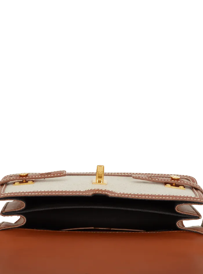 Balmain Handbags Women BBuzz 24 Canvas And Leather Bag Beige