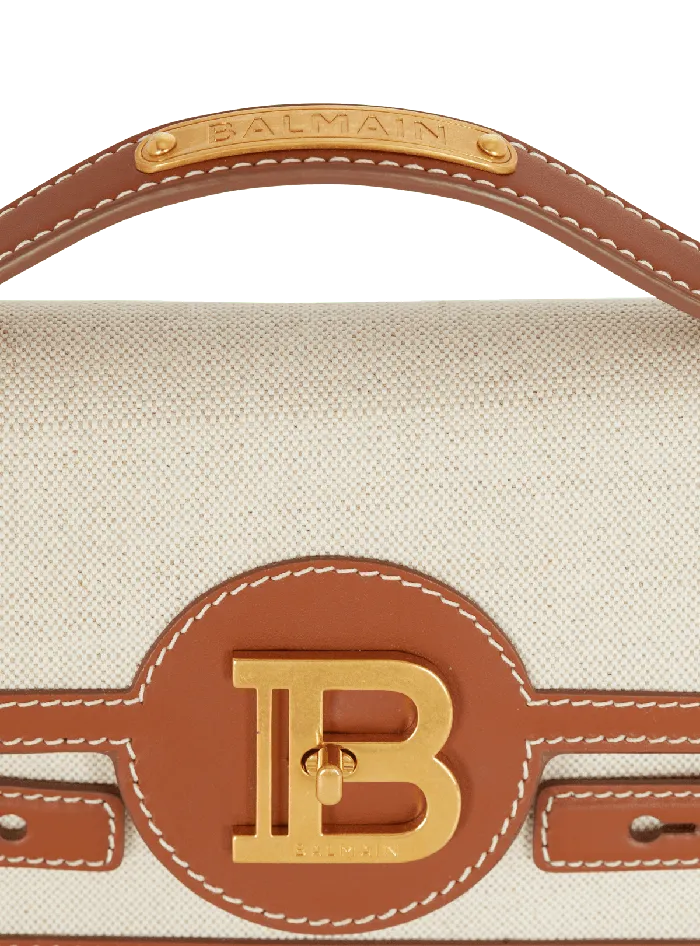 Balmain Handbags Women BBuzz 24 Canvas And Leather Bag Beige