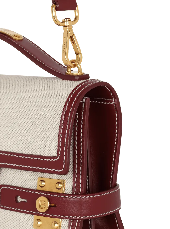 Balmain Handbags Women BBuzz 24 Canvas And Leather Bag Beige