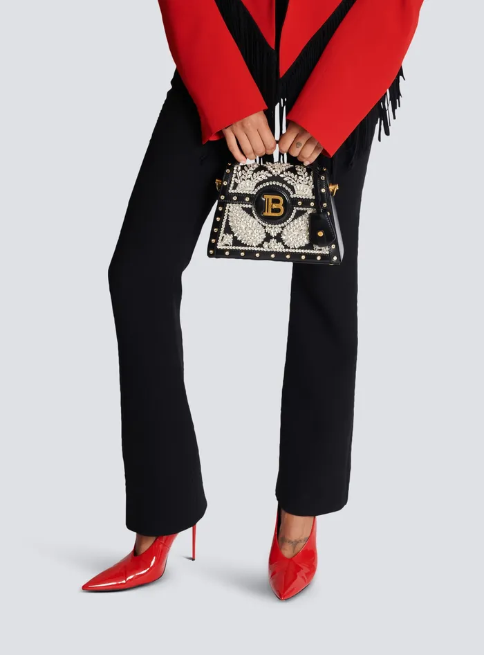 Balmain Handbags Women BBuzz Dynasty Bag In Embroidered Satin Black